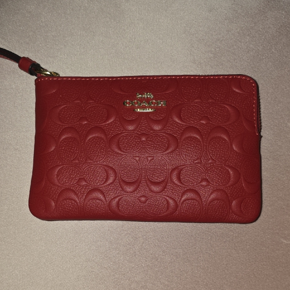 Coach Embossed Red Wristlet